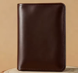 Coffee brown trifold wallet folded – slim front pocket wallet
