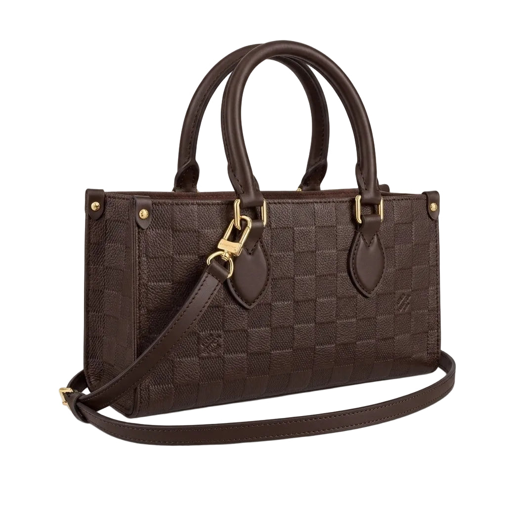 Dark Brown Mini Checkered Handbag - view 3