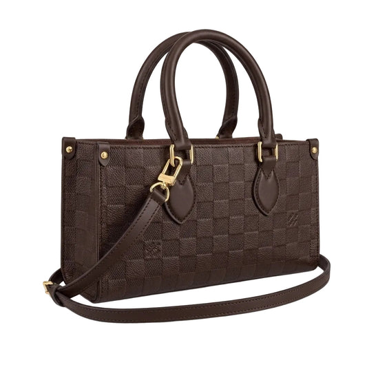 Dark Brown Mini Checkered Handbag - view 3