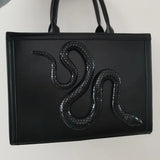 Women's Dark Punk 3D Snake Croc Tote & Crossbody Bag