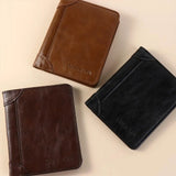 Men’s Simple Leather Bifold Wallet – Slim Credit Card & Cash Holder