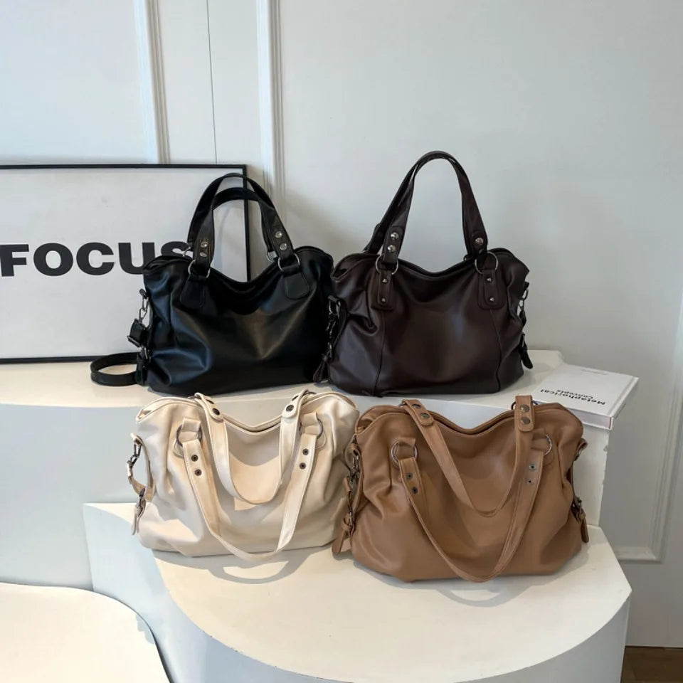 Large Capacity Leather Shoulder Tote Bag