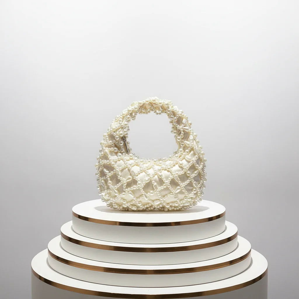 Elegant Satin Beaded Dumpling Bag