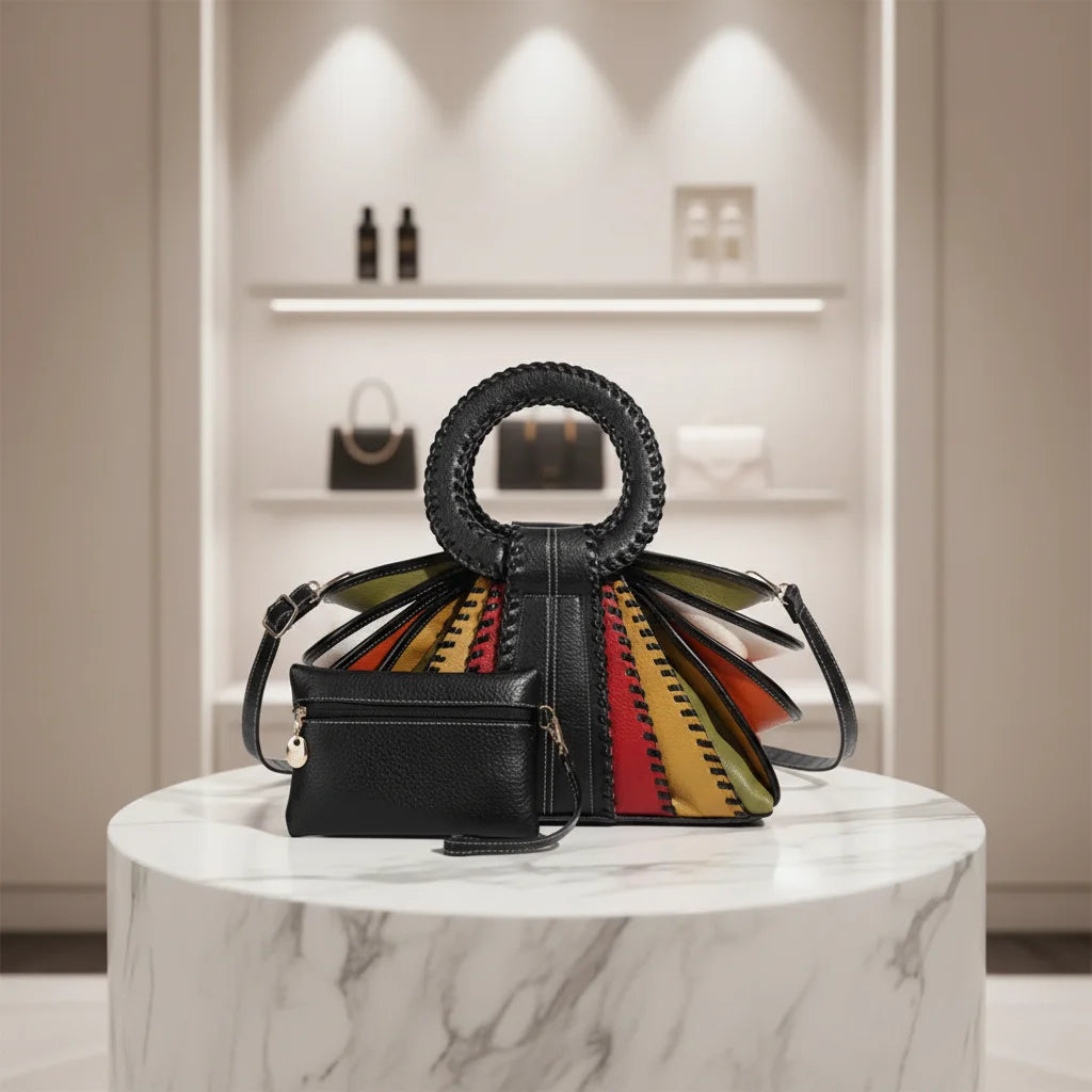 Fashion Color-Block Large Handbag Set