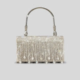 Rhinestone Tassel Metal Handle Shoulder Bag