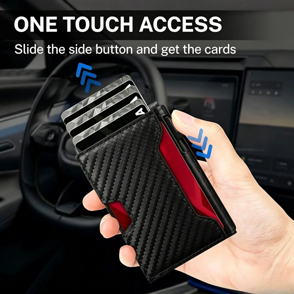 Carbon Fiber RFID Pop-Up Wallet with Money Clip