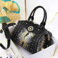 Snake Pattern Rivet Boston Shoulder Bag