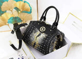 Snake Pattern Rivet Boston Shoulder Bag