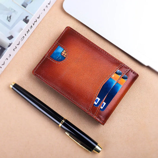 Leather RFID Slim Wallet with Money Clip