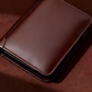Dark brown men's trifold wallet in waxed vegan leather – slim credit card holder