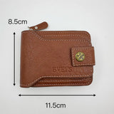 Men’s PU Leather Bifold Wallet – Zipper Coin Purse